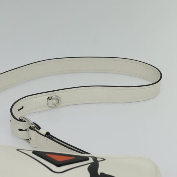 PRADA Shoulder Bag Leather White Silver - Picture 8 of 13